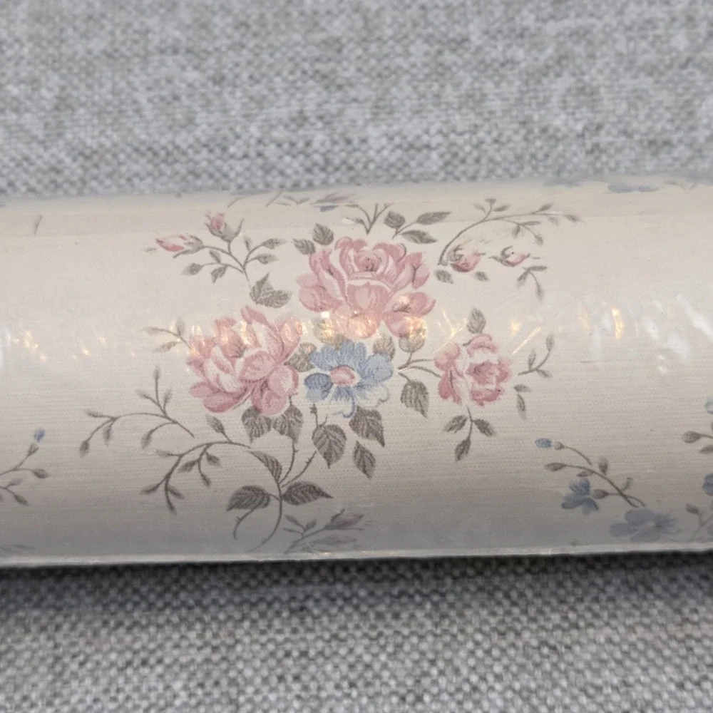 Vintage Collins & Aikman Vinyl Pastel Floral Pre-Pasted Wallcovering Cottagecore